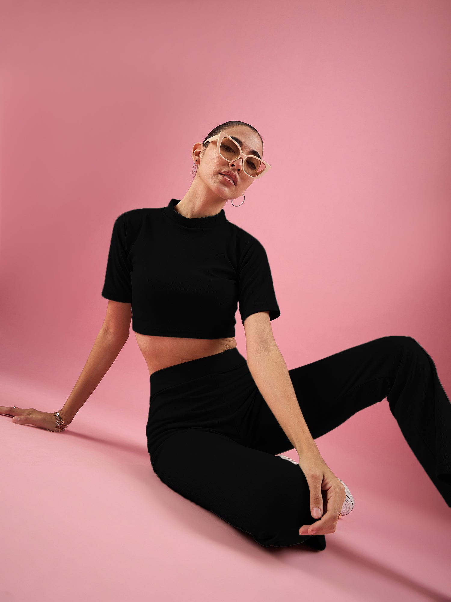 Black Top With Trousers Co-Ords