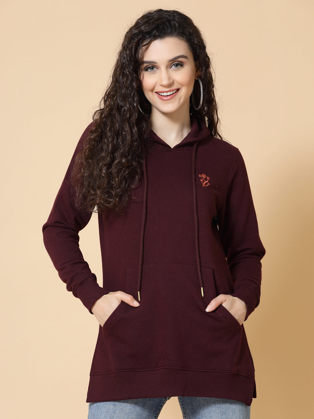 Hooded Kurta Style Sweatshirt