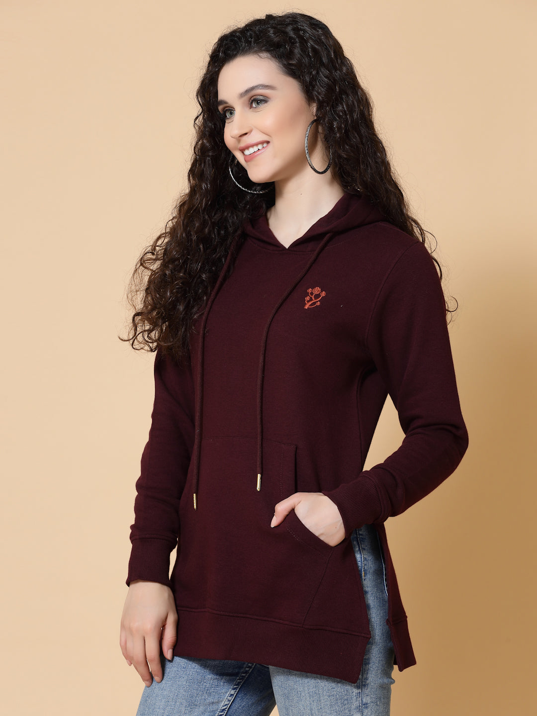 Hooded Kurta Style Sweatshirt