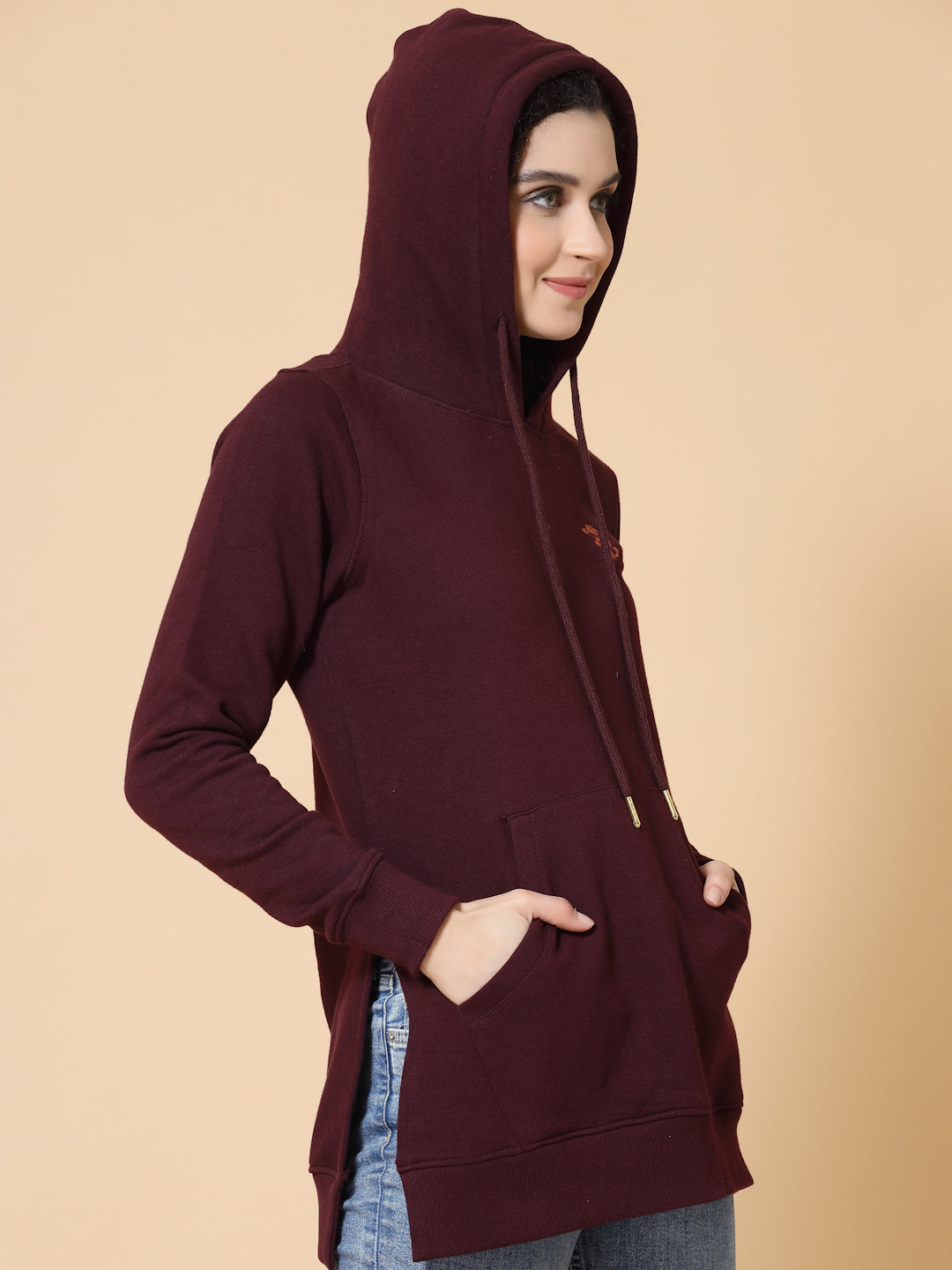 Hooded Kurta Style Sweatshirt