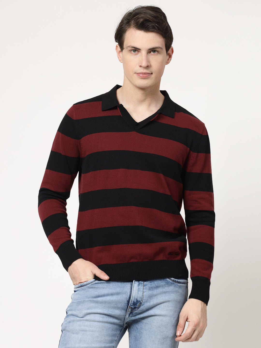 Stripe Pullover with Collar