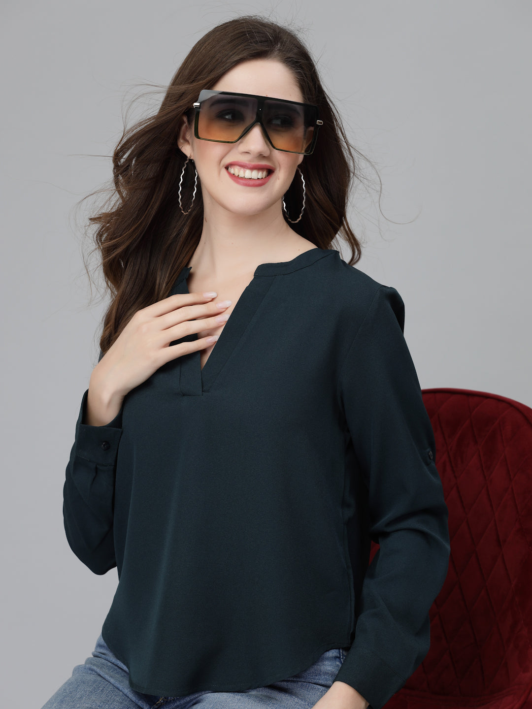 Women's Solid Long Sleeve Shirt