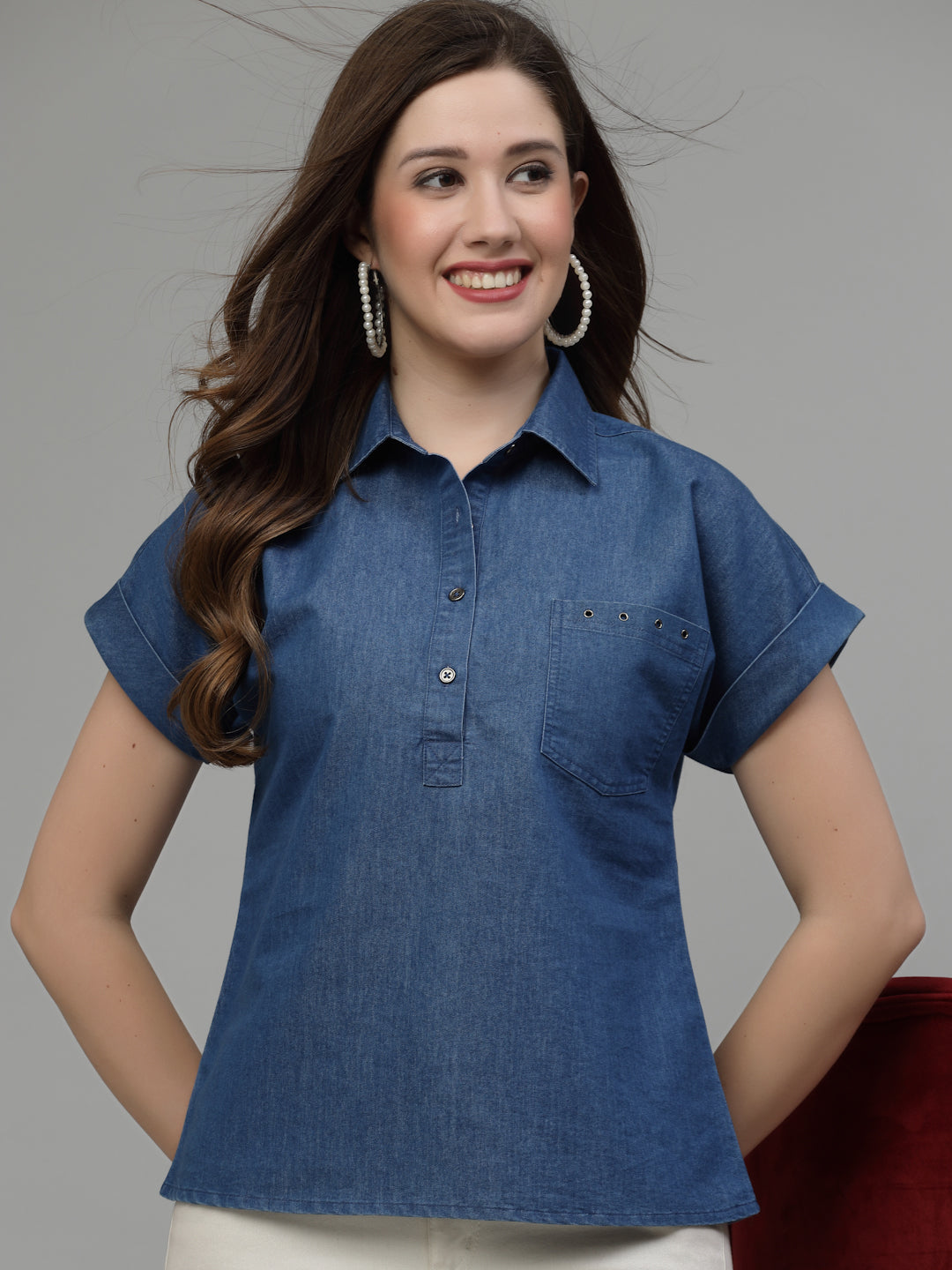 Shirt Style Denim Top